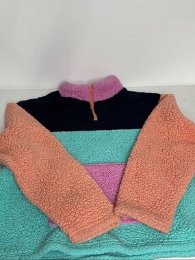 Cabana by crown & ivy  Colorblock Sherpa Quarter Zip Cozy Oversized Pullover